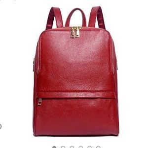 Coolcy Red Leather Backpack